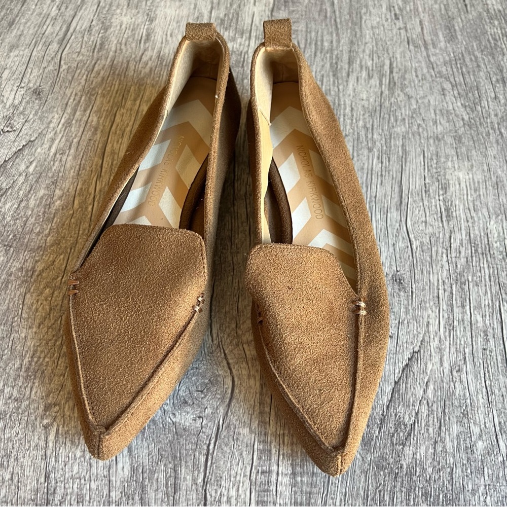 Nicholas Kirkwood Beya Suede Loafers Flats Camel Size 36